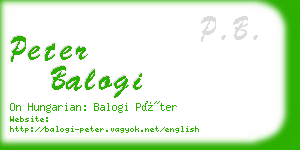 peter balogi business card
